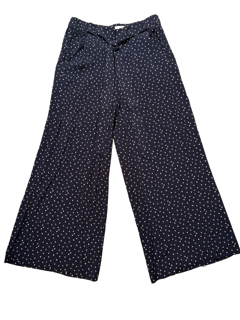 Wilfred Navy White Polka Dot Wide-Leg Pants